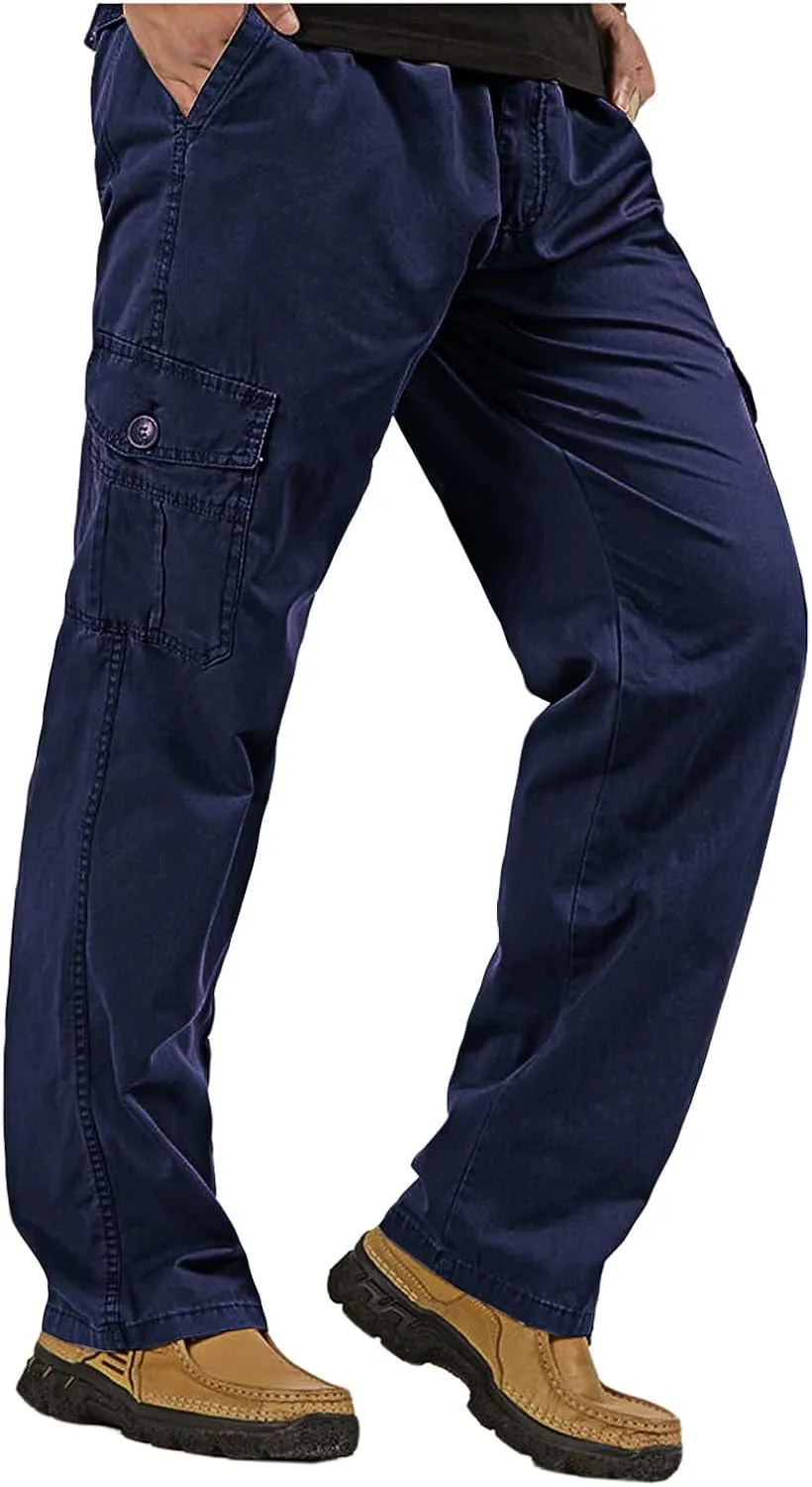 WZIKAI Mens Cargo Pants Elastic Waist Joggers for Men Workout Sweatpants Casual Long Trousers