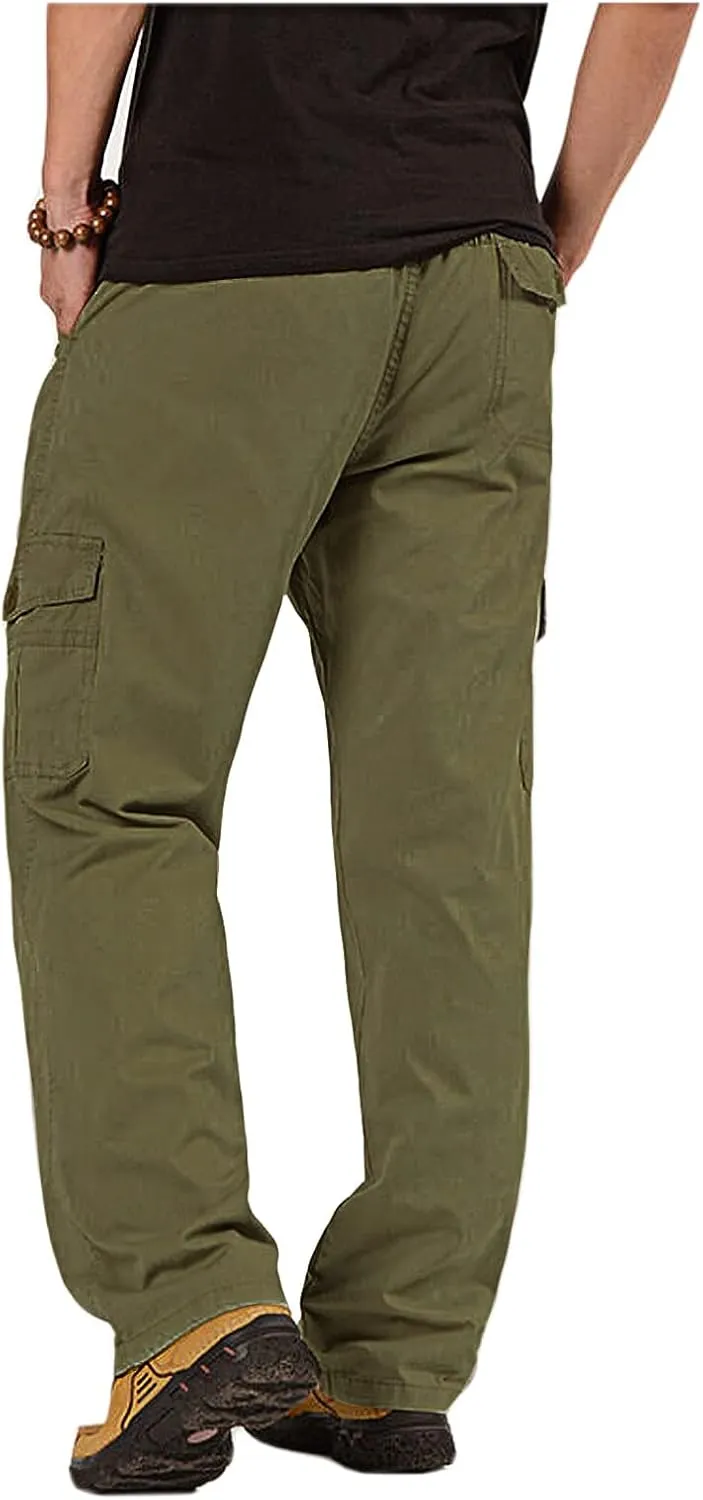 WZIKAI Mens Cargo Pants Elastic Waist Joggers for Men Workout Sweatpants Casual Long Trousers