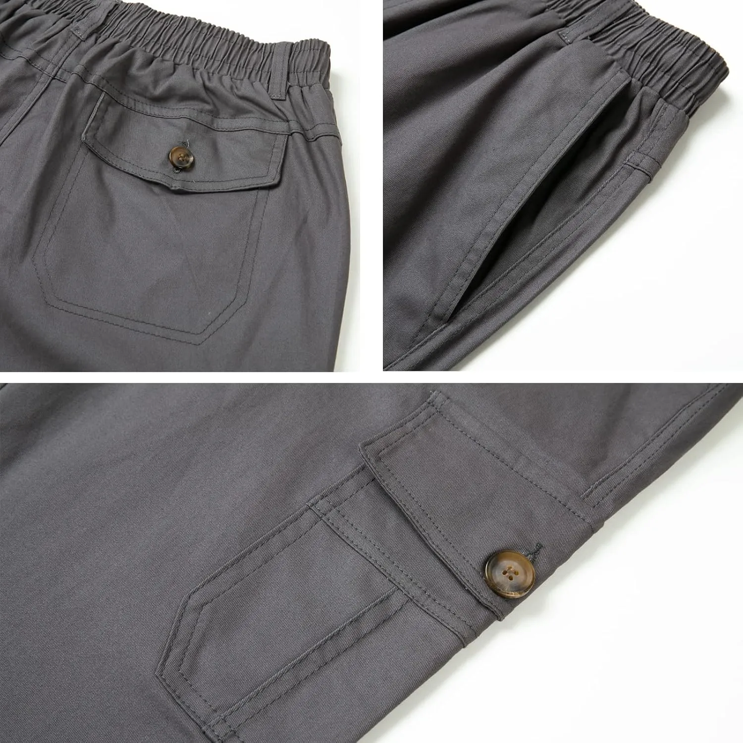 WZIKAI Mens Cargo Pants Elastic Waist Joggers for Men Workout Sweatpants Casual Long Trousers