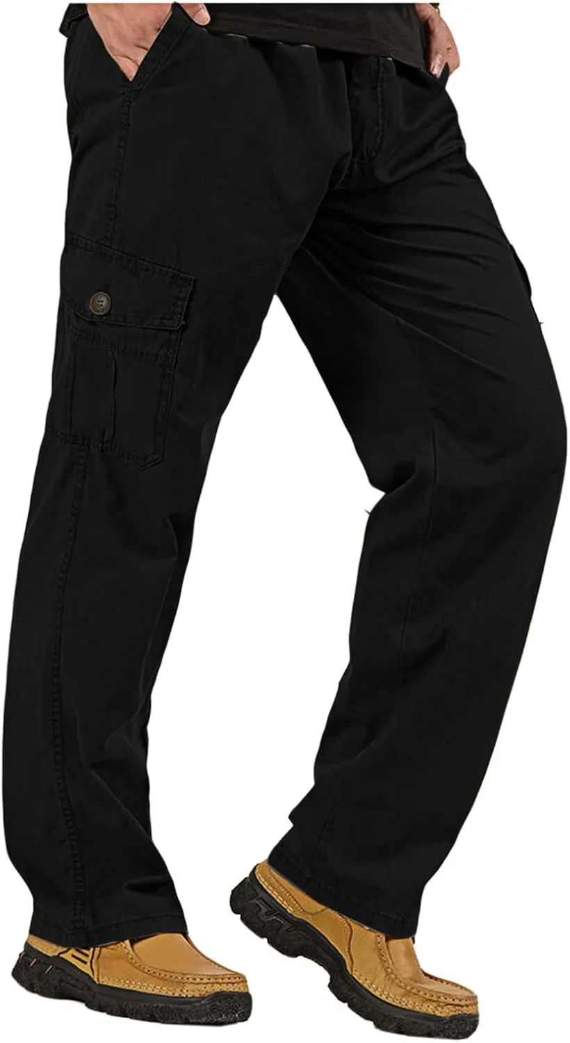 WZIKAI Mens Cargo Pants Elastic Waist Joggers for Men Workout Sweatpants Casual Long Trousers