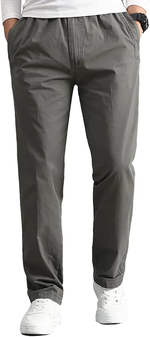 WZIKAI Mens Cargo Pants,Elastic Waist Sweatpants for Men Casual Long Trousers Light Jogger Pants