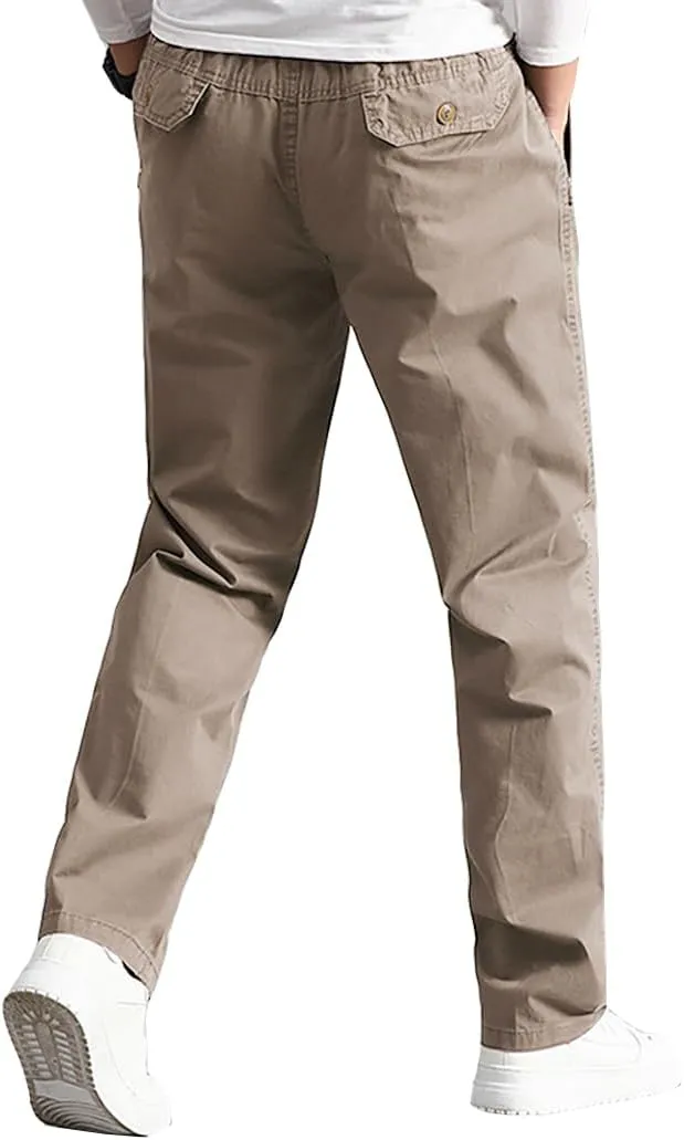 WZIKAI Mens Cargo Pants,Elastic Waist Sweatpants for Men Casual Long Trousers Light Jogger Pants