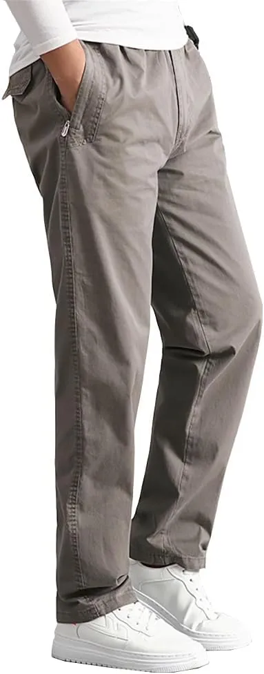 WZIKAI Mens Cargo Pants,Elastic Waist Sweatpants for Men Casual Long Trousers Light Jogger Pants