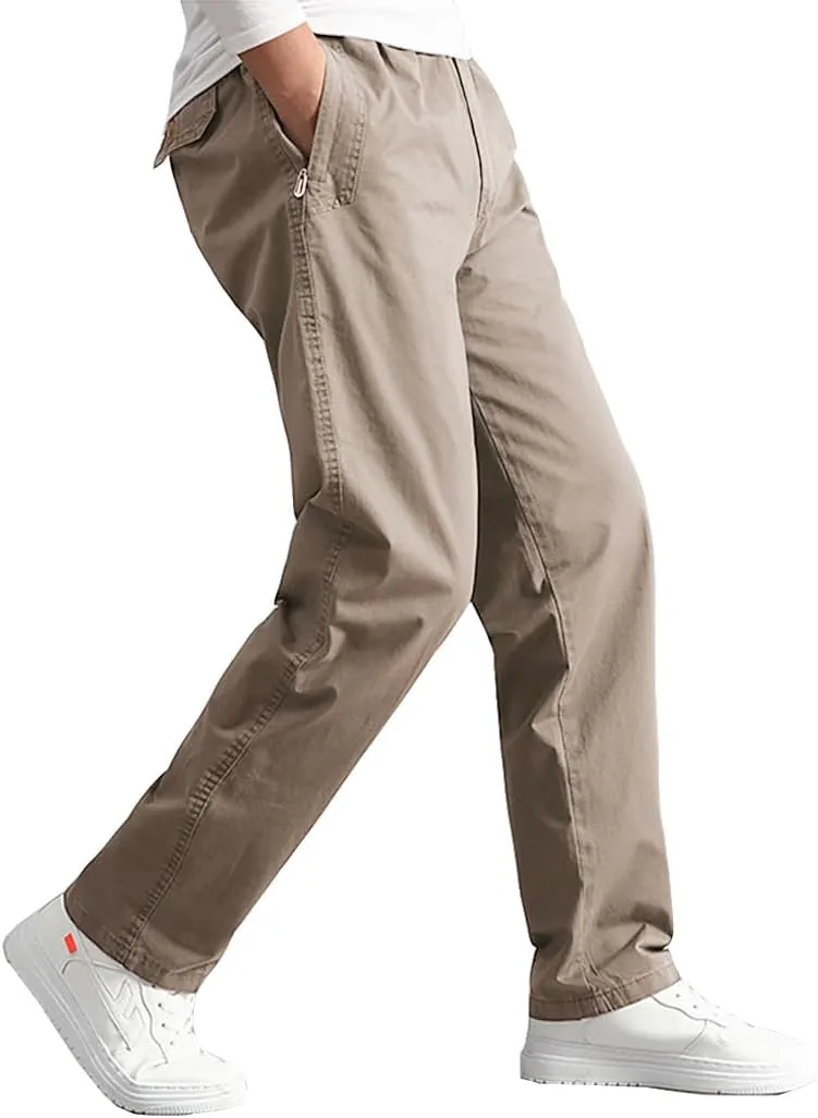 WZIKAI Mens Cargo Pants,Elastic Waist Sweatpants for Men Casual Long Trousers Light Jogger Pants
