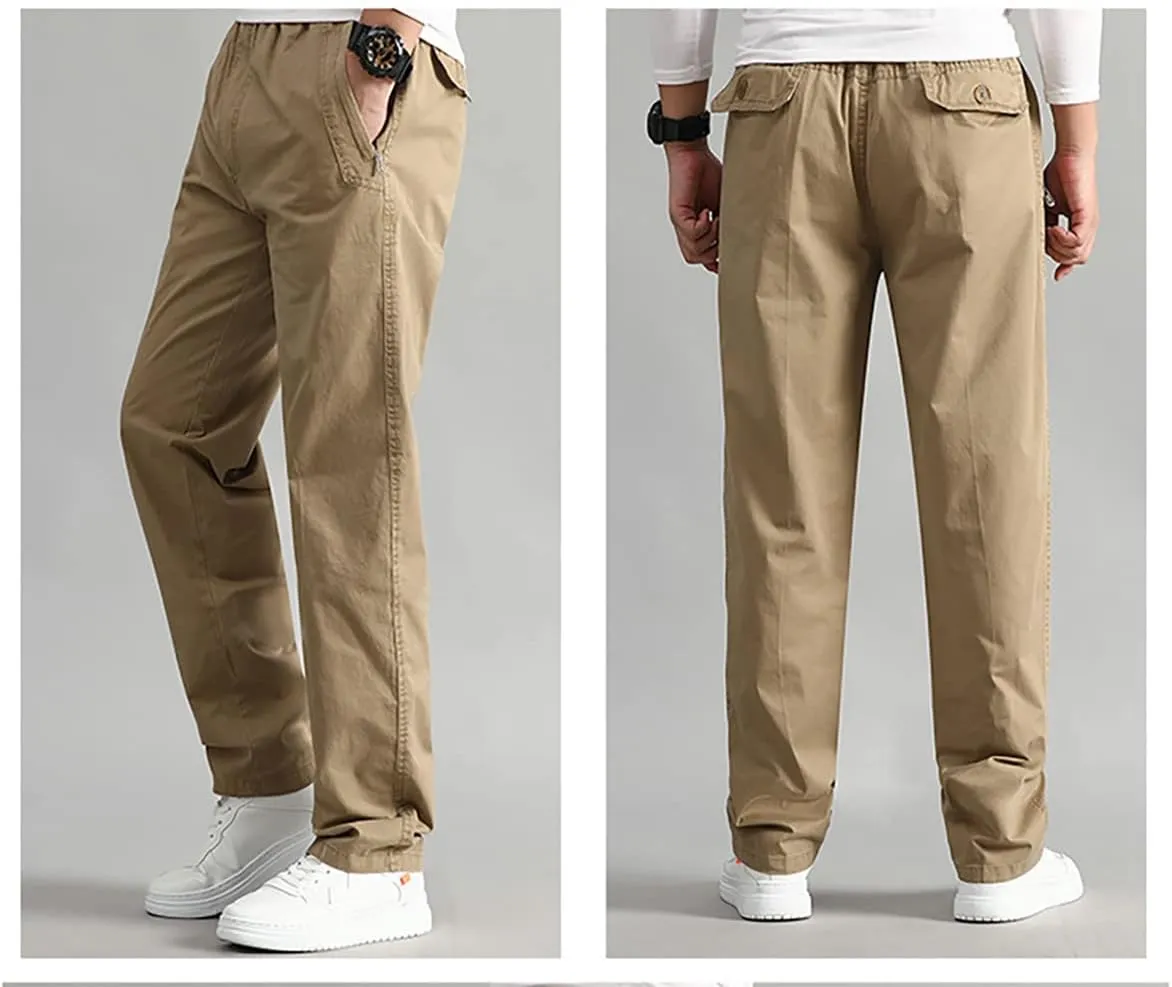 WZIKAI Mens Cargo Pants,Elastic Waist Sweatpants for Men Casual Long Trousers Light Jogger Pants