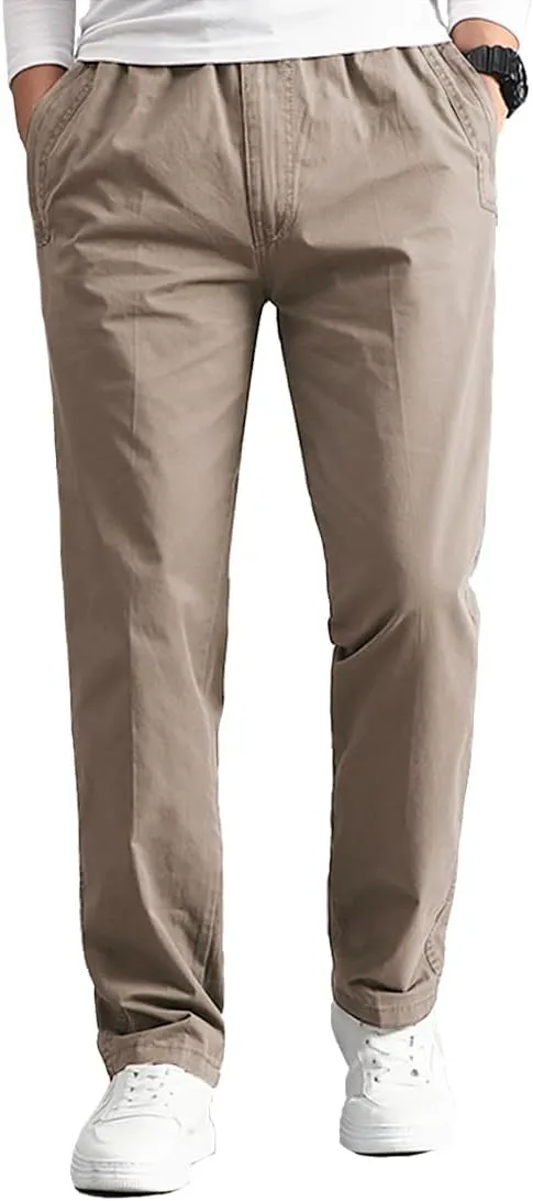 WZIKAI Mens Cargo Pants,Elastic Waist Sweatpants for Men Casual Long Trousers Light Jogger Pants