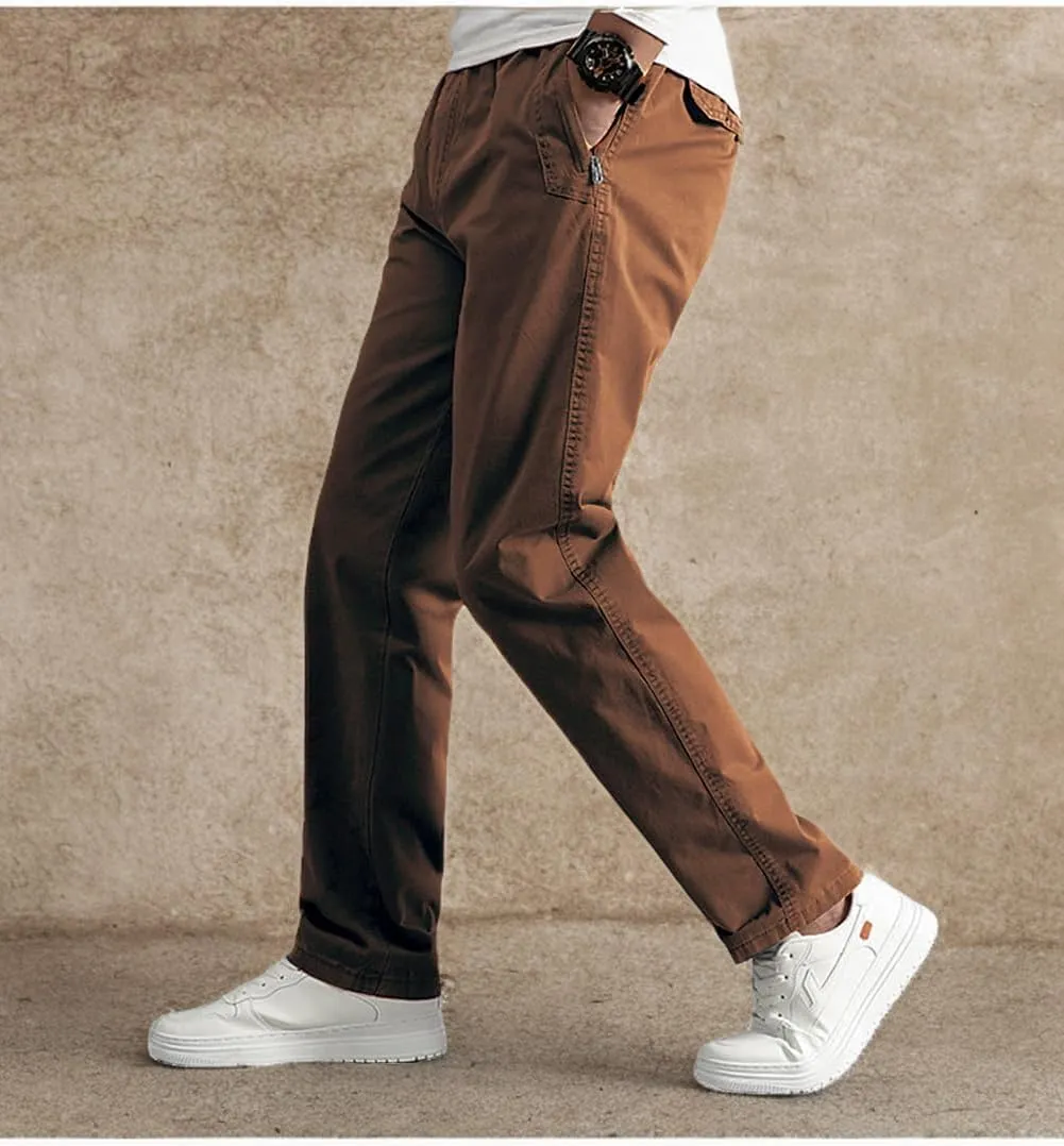 WZIKAI Mens Cargo Pants,Elastic Waist Sweatpants for Men Casual Long Trousers Light Jogger Pants