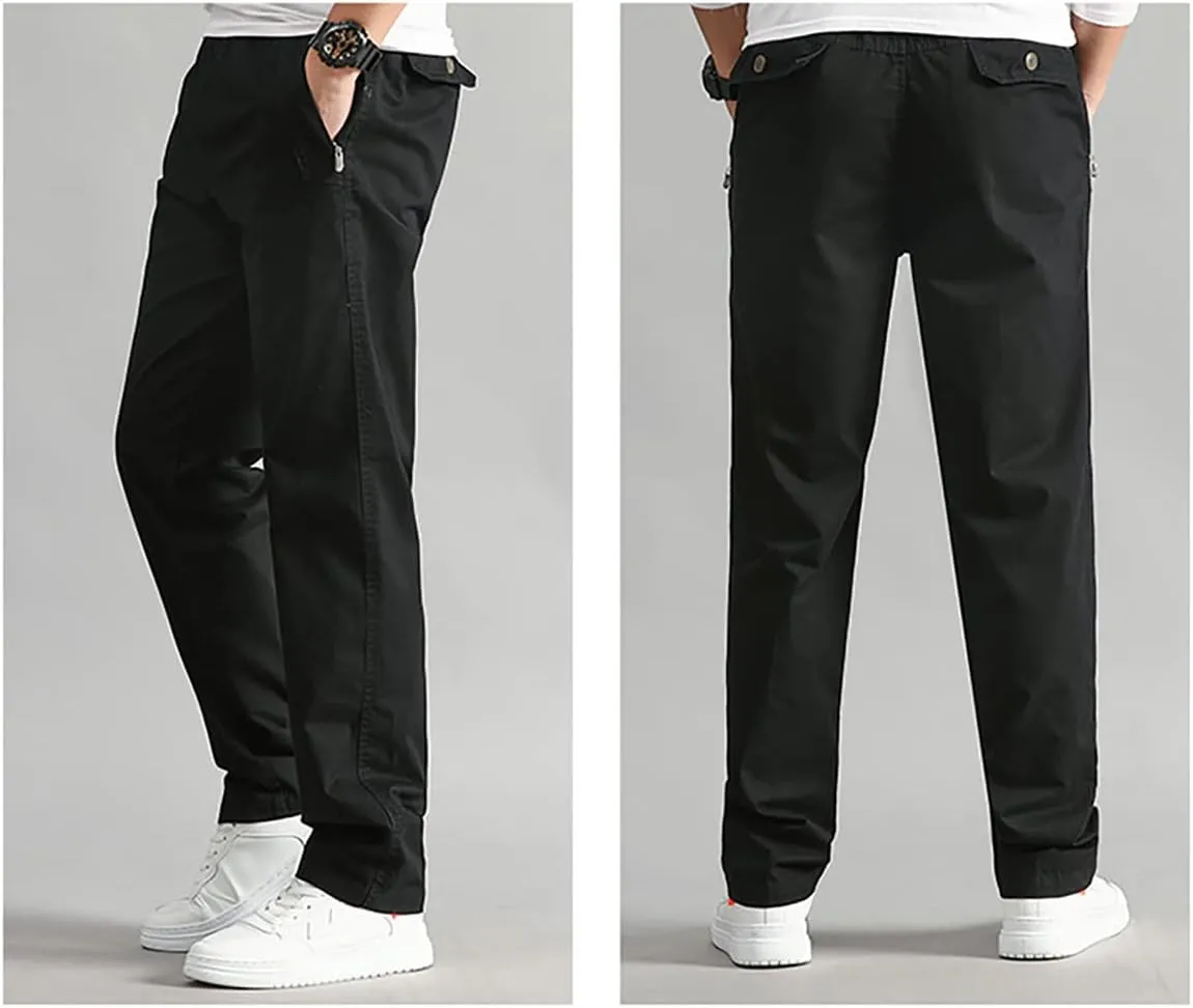 WZIKAI Mens Cargo Pants,Elastic Waist Sweatpants for Men Casual Long Trousers Light Jogger Pants