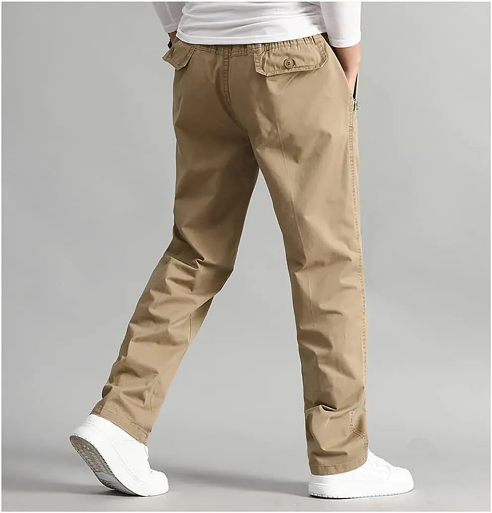 WZIKAI Mens Cargo Pants,Elastic Waist Sweatpants for Men Casual Long Trousers Light Jogger Pants