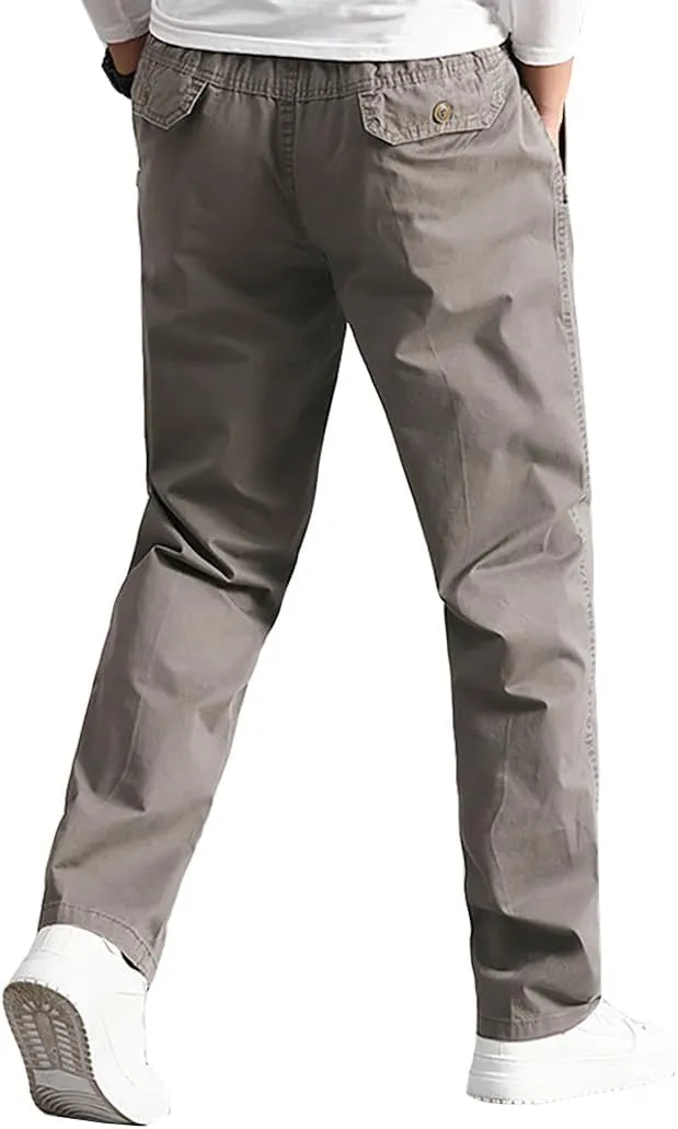 WZIKAI Mens Cargo Pants,Elastic Waist Sweatpants for Men Casual Long Trousers Light Jogger Pants