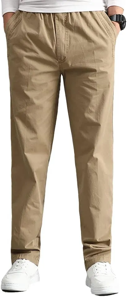 WZIKAI Mens Cargo Pants,Elastic Waist Sweatpants for Men Casual Long Trousers Light Jogger Pants