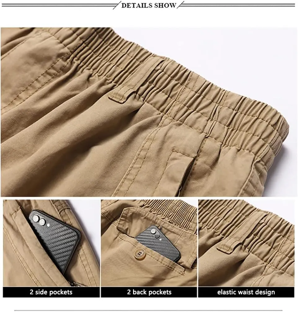 WZIKAI Mens Cargo Pants,Elastic Waist Sweatpants for Men Casual Long Trousers Light Jogger Pants