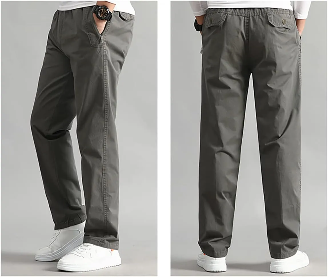 WZIKAI Mens Cargo Pants,Elastic Waist Sweatpants for Men Casual Long Trousers Light Jogger Pants