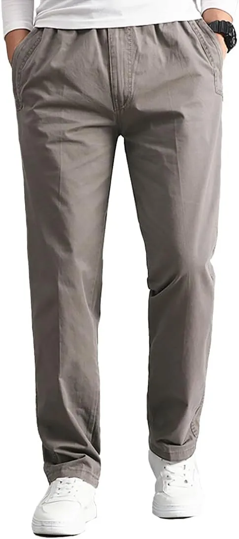 WZIKAI Mens Cargo Pants,Elastic Waist Sweatpants for Men Casual Long Trousers Light Jogger Pants