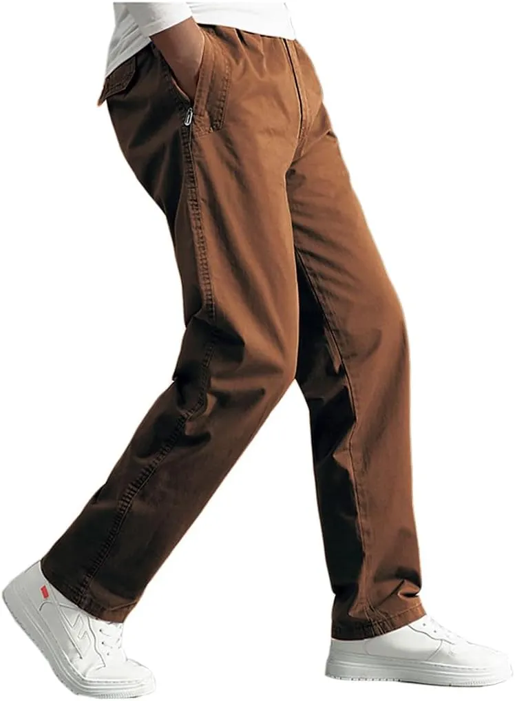 WZIKAI Mens Cargo Pants,Elastic Waist Sweatpants for Men Casual Long Trousers Light Jogger Pants