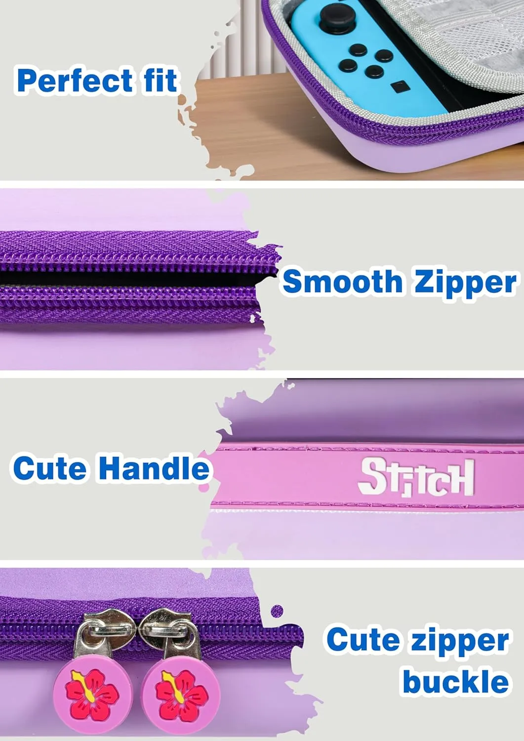 Xcitifun Carrying Case Designed for Nintendo Switch for Kids Girls Boys Cute Kawaii Travel Carry Bag for Switch/Lite/OLED 10 Game Cartridge Switch Protective Cover Carrying Cases - Sweetheart