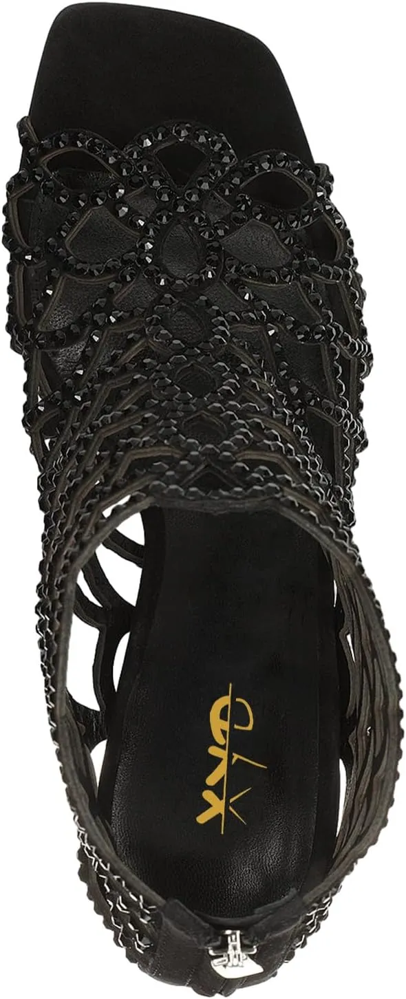 XYD Women Cutout Square Open Toe Wedges High Heel Sandals Back Zipper Gladiator Strappy Event Dress Shoes