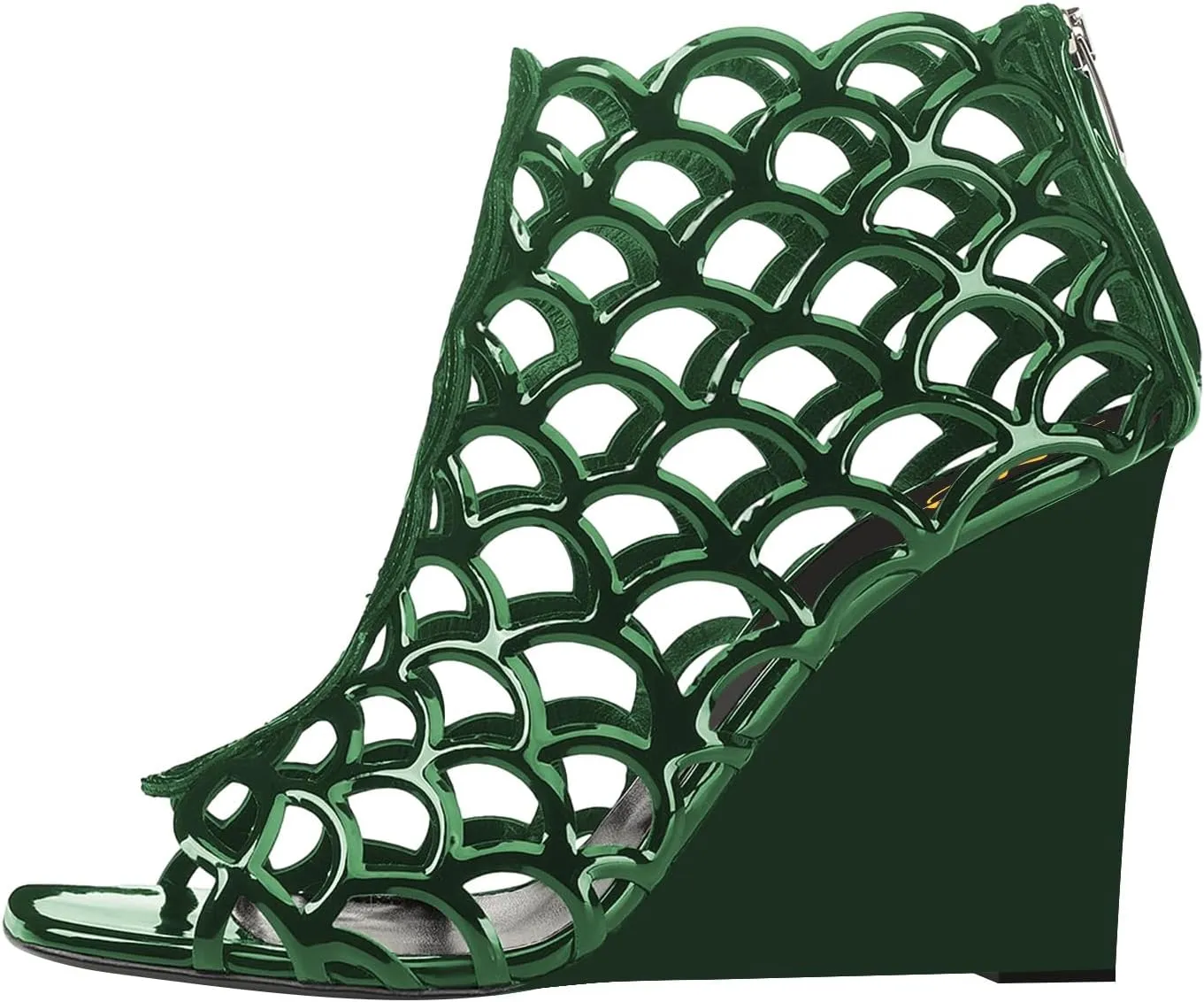 XYD Women Cutout Square Open Toe Wedges High Heel Sandals Back Zipper Gladiator Strappy Event Dress Shoes