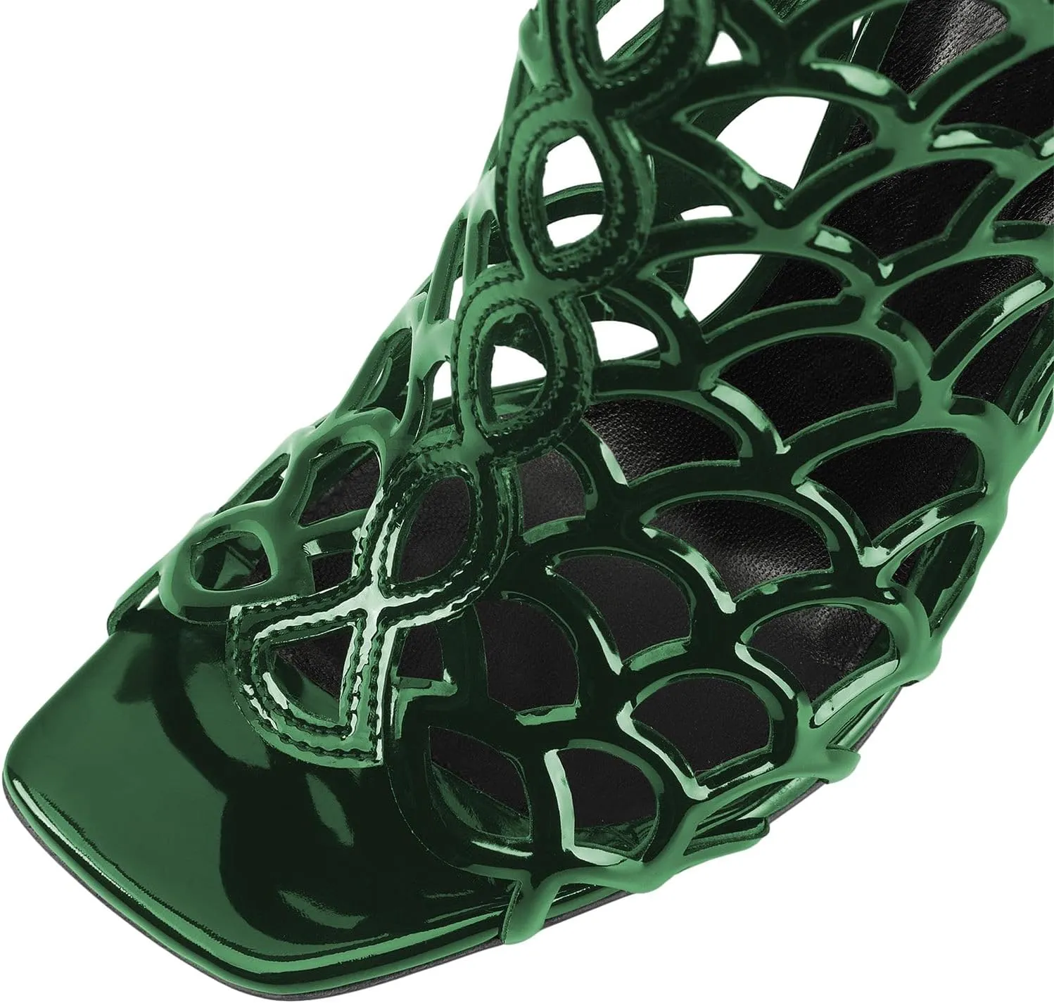 XYD Women Cutout Square Open Toe Wedges High Heel Sandals Back Zipper Gladiator Strappy Event Dress Shoes