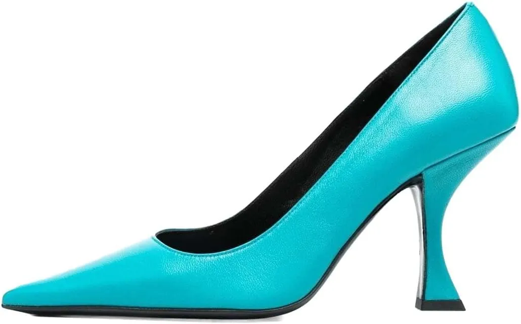 XYD Women Dress Classic Pumps Pointed Toe Mid High Flared Heels Slip On Office Lady Party Event Formal Shoes