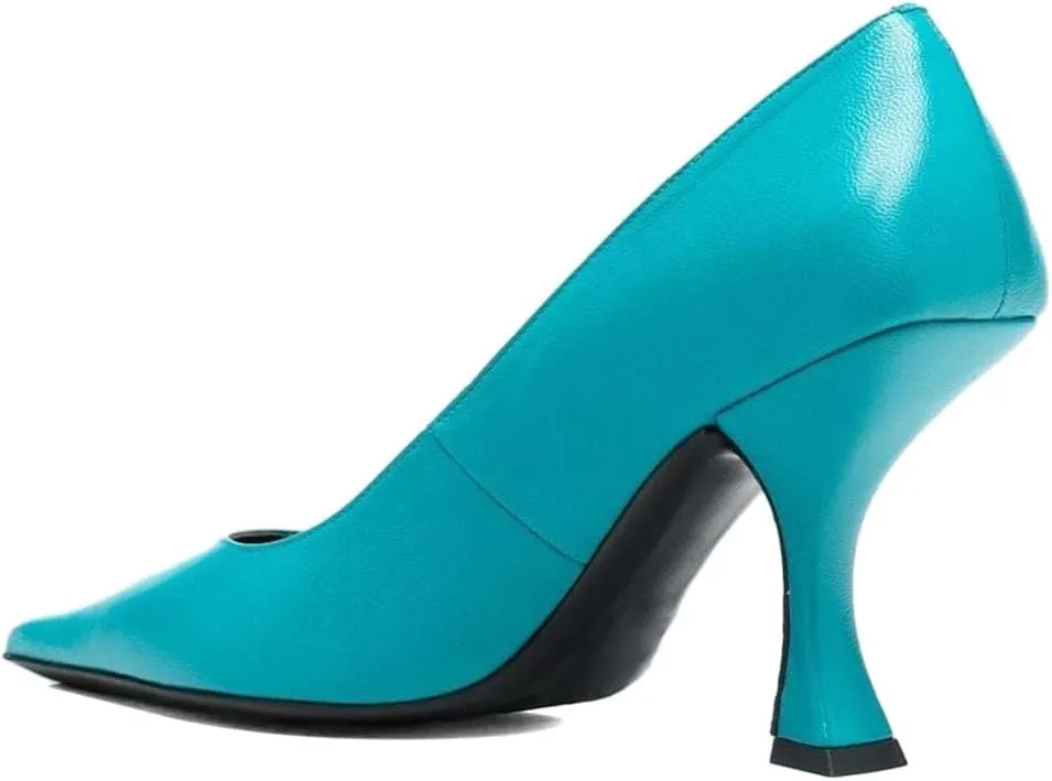 XYD Women Dress Classic Pumps Pointed Toe Mid High Flared Heels Slip On Office Lady Party Event Formal Shoes