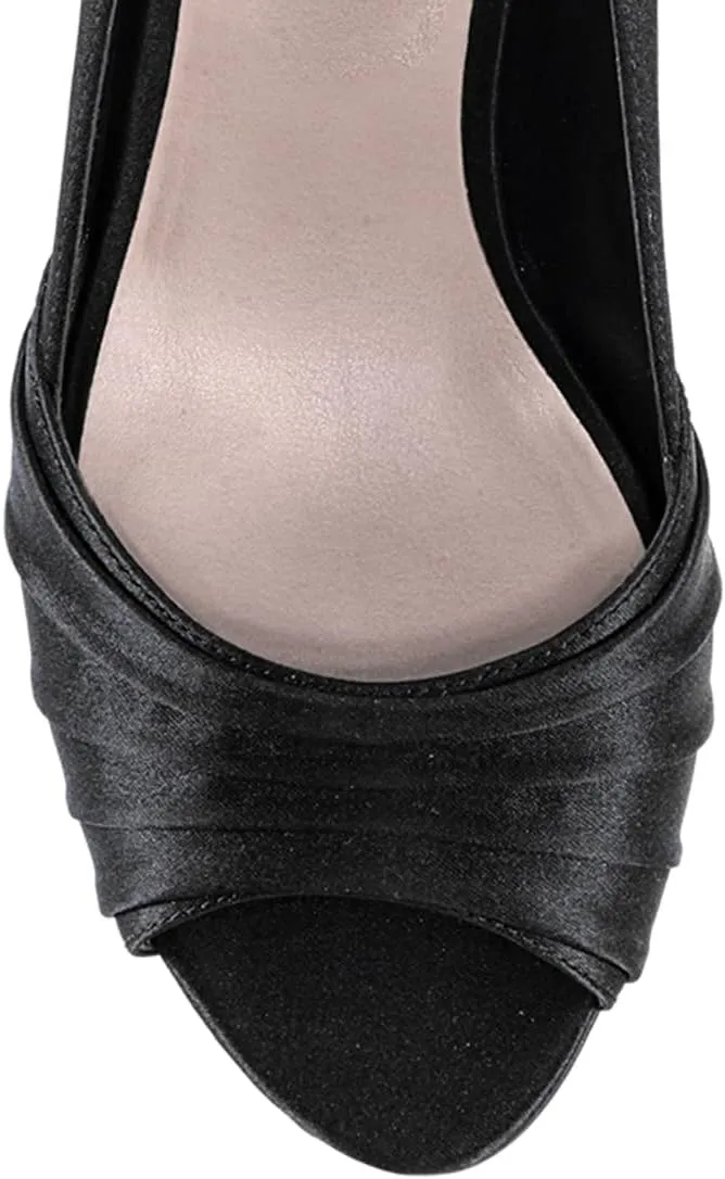 XYD Women Peep Toe Mid Scallop Shape Heel Slip On Pumps Comfortable Walking Dressy Party Event Shoes