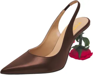 XYD Women's Romantic Rose Heel (80mm) Closed Pointed Toe Slingbacks Pumps Sexy Lady Formal Event Evening Fashion Shoes