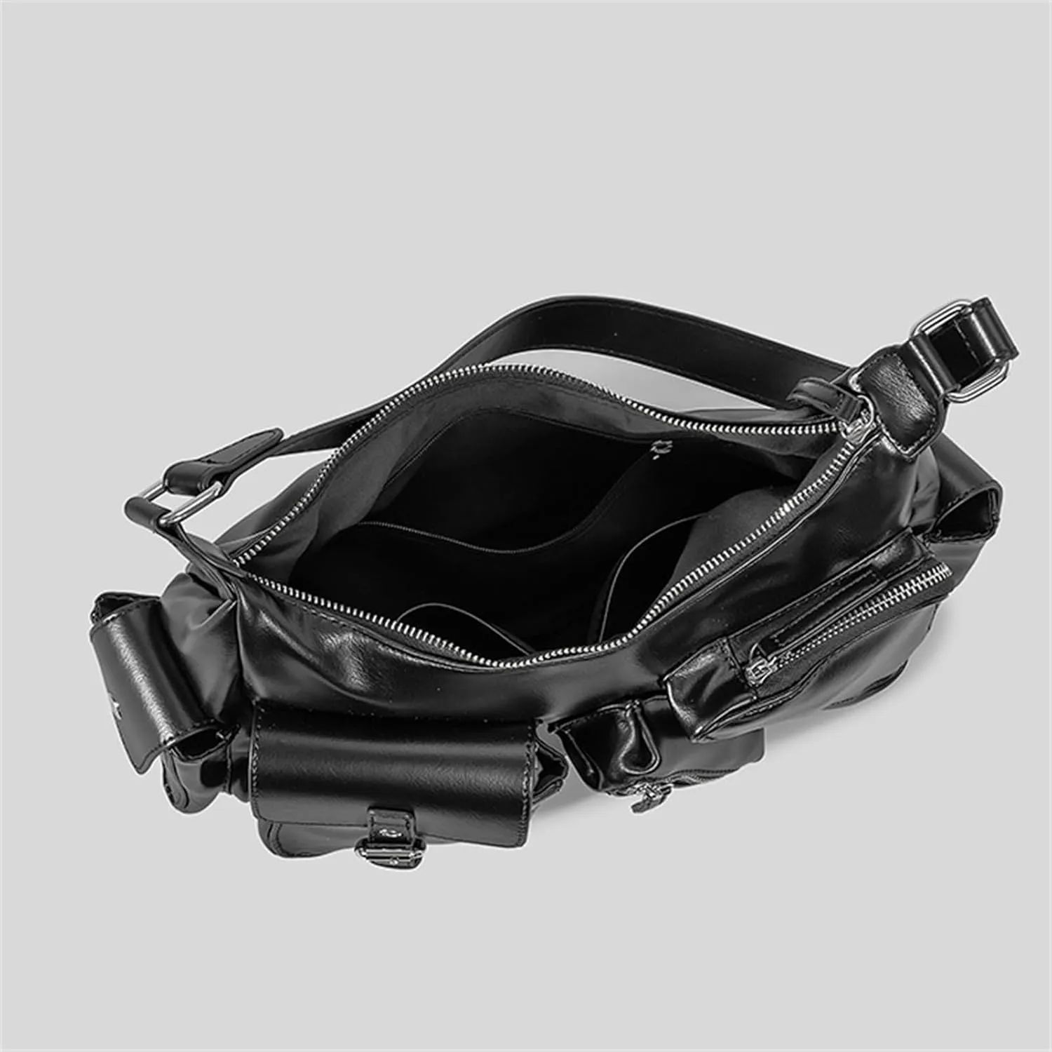 Y2k Shoulder Bag for Women, PU Leather Vintage Underarm Bag with Mirror, Multi-Pockets Goth Purse