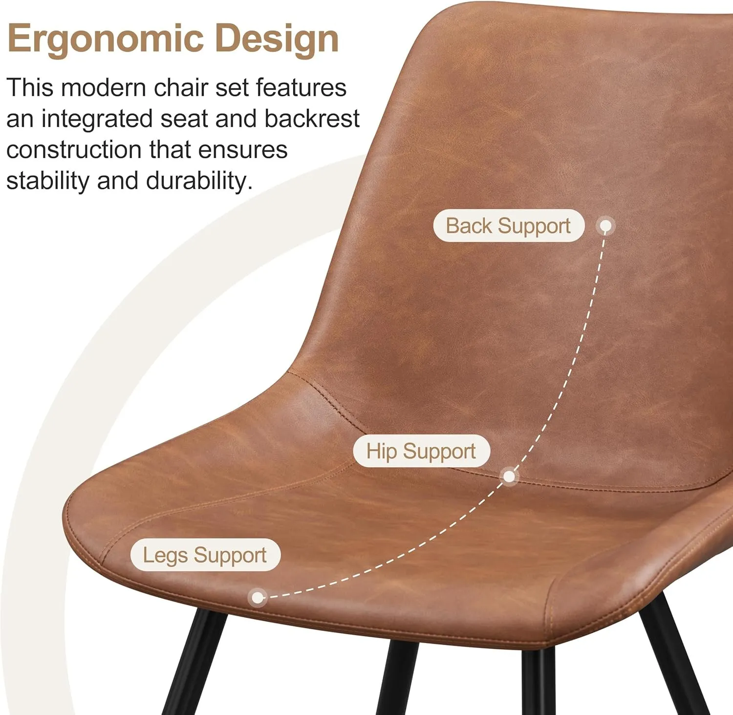 Yaheetech Dining Room Chairs Set of 4 Chairs with Faux Leather Metal Legs for Kitchen, Brown