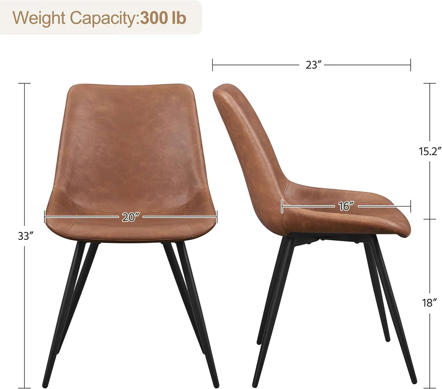 Yaheetech Dining Room Chairs Set of 4 Chairs with Faux Leather Metal Legs for Kitchen, Brown