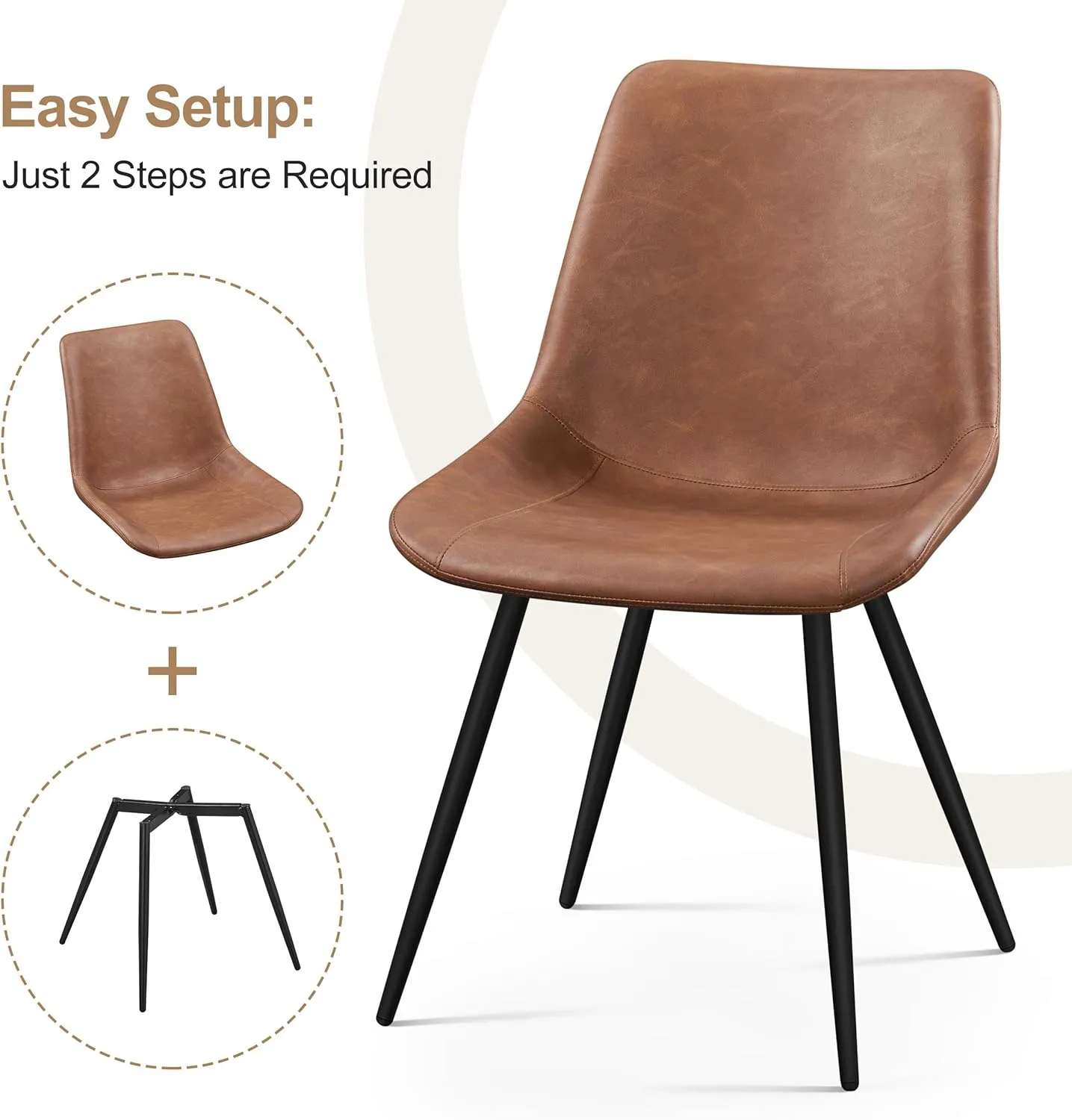 Yaheetech Dining Room Chairs Set of 4 Chairs with Faux Leather Metal Legs for Kitchen, Brown