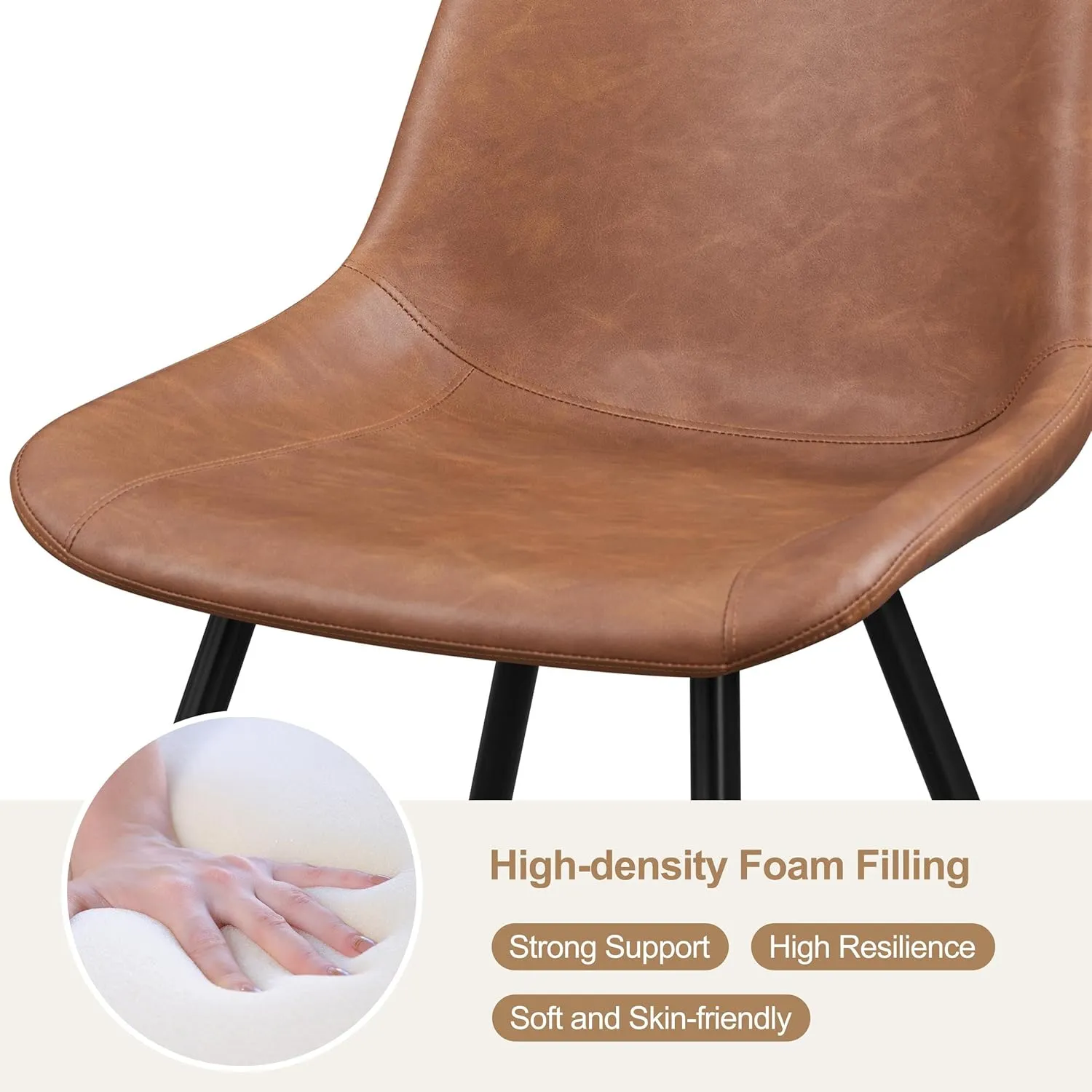 Yaheetech Dining Room Chairs Set of 4 Chairs with Faux Leather Metal Legs for Kitchen, Brown