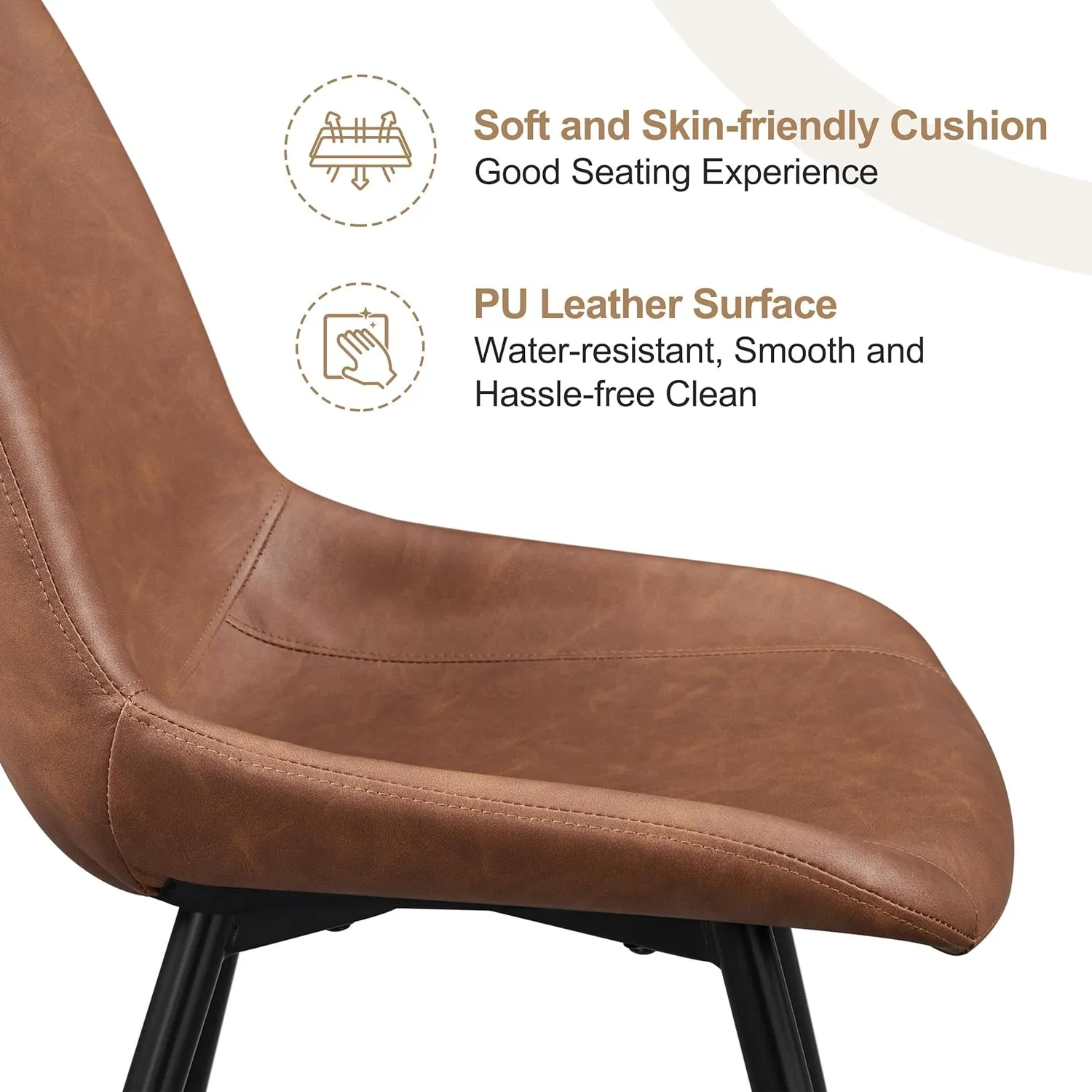 Yaheetech Dining Room Chairs Set of 4 Chairs with Faux Leather Metal Legs for Kitchen, Brown