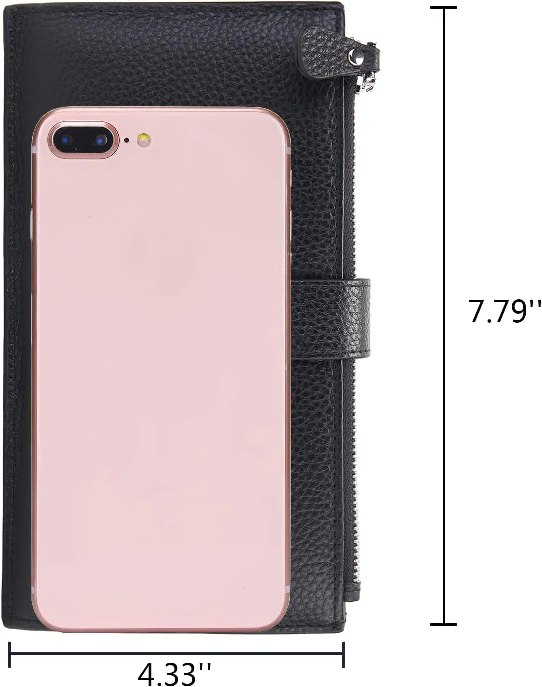 YALUXE Leather Wallets for Women Double Zipper Pockets Phone Holder 22 Card Slots Organizer Billfold with ID Window
