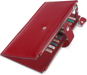 YALUXE Leather Wallets for Women Double Zipper Pockets Phone Holder 22 Card Slots Organizer Billfold with ID Window