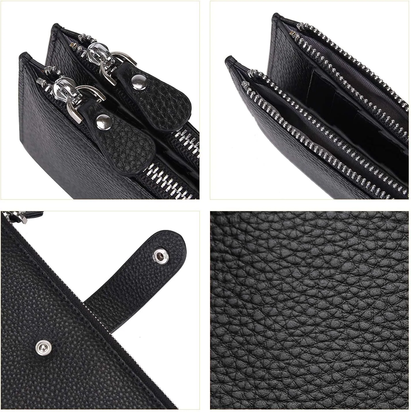 YALUXE Leather Wallets for Women Double Zipper Pockets Phone Holder 22 Card Slots Organizer Billfold with ID Window