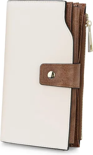 YALUXE Women's Genuine Leather Wallet RFID Blocking Multi Card Holder with Cell Phone Pocket Mothers Day Gifts