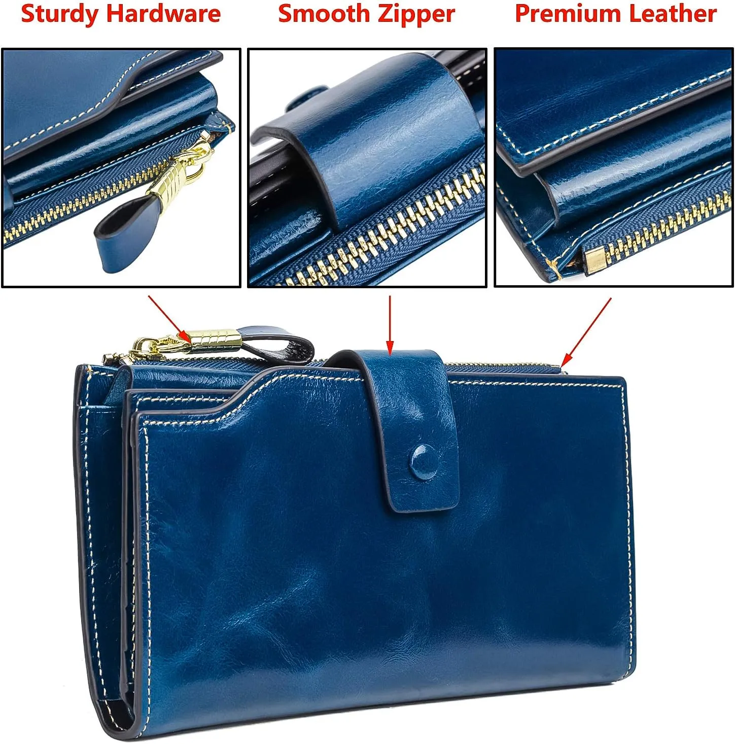 YALUXE Women's Genuine Leather Wallet RFID Blocking Multi Card Holder with Cell Phone Pocket Mothers Day Gifts