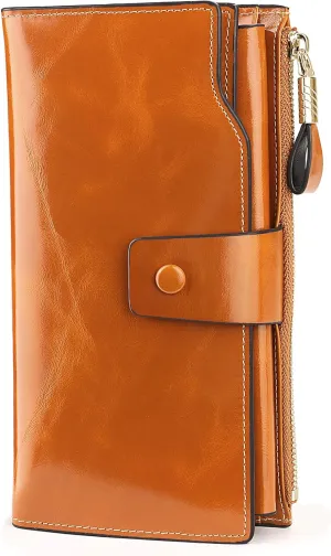 YALUXE Women's Genuine Leather Wallet RFID Blocking Multi Card Holder with Cell Phone Pocket Mothers Day Gifts