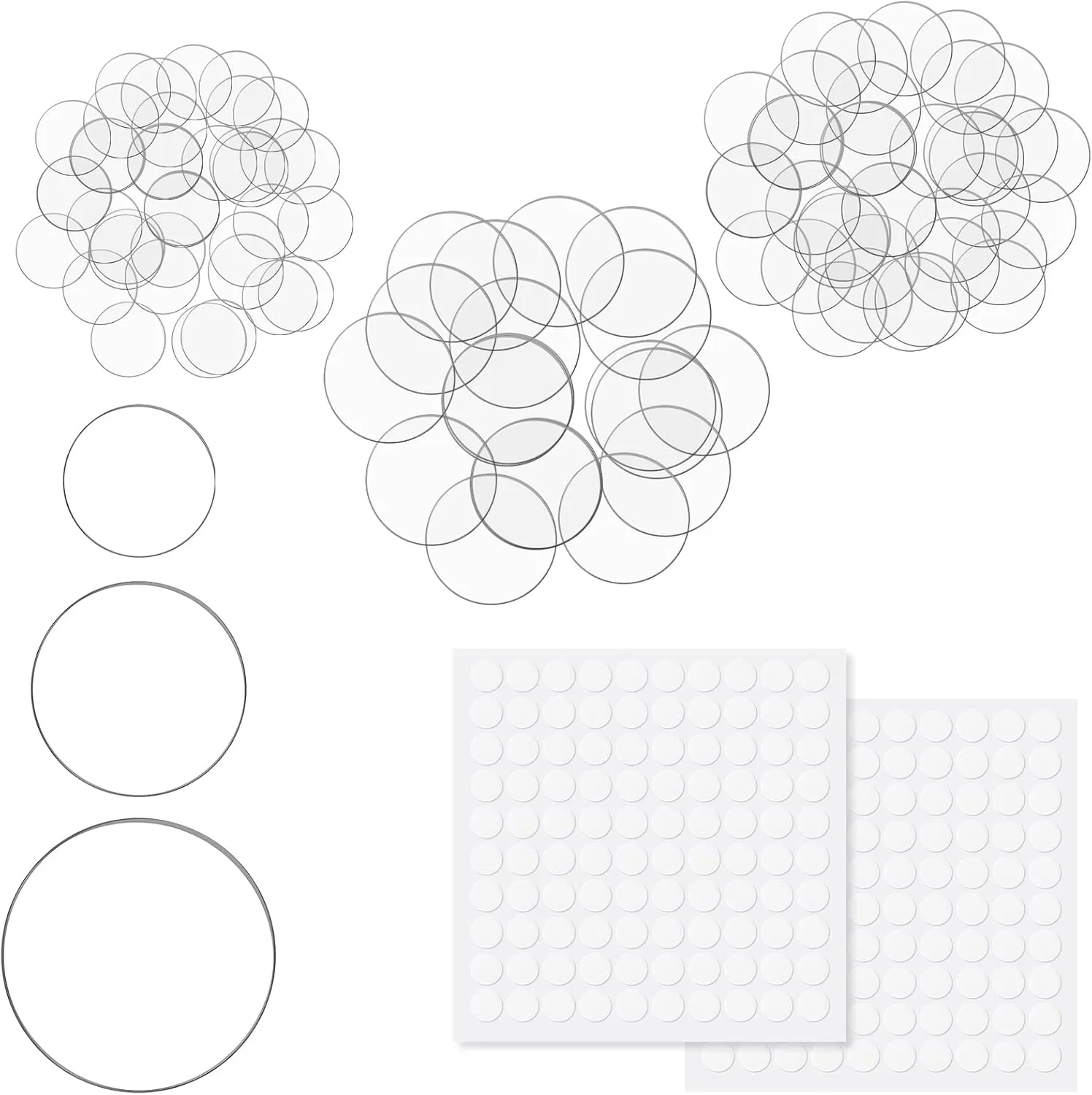 Yerliker 120 Pcs Acrylic Miniature Bases 25mm 35mm 45mm Round Model Bases 2mm Thick Circular War Figure Holders with Mini Clear Round Tapes for Gaming Miniatures Collectible War Table Game(Clear)