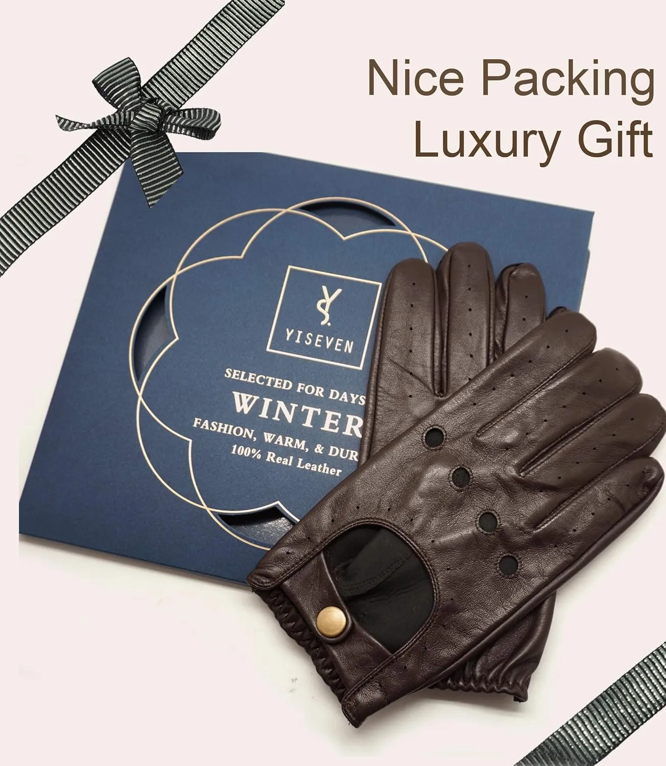 YISEVEN Men's Leather Driving Gloves
