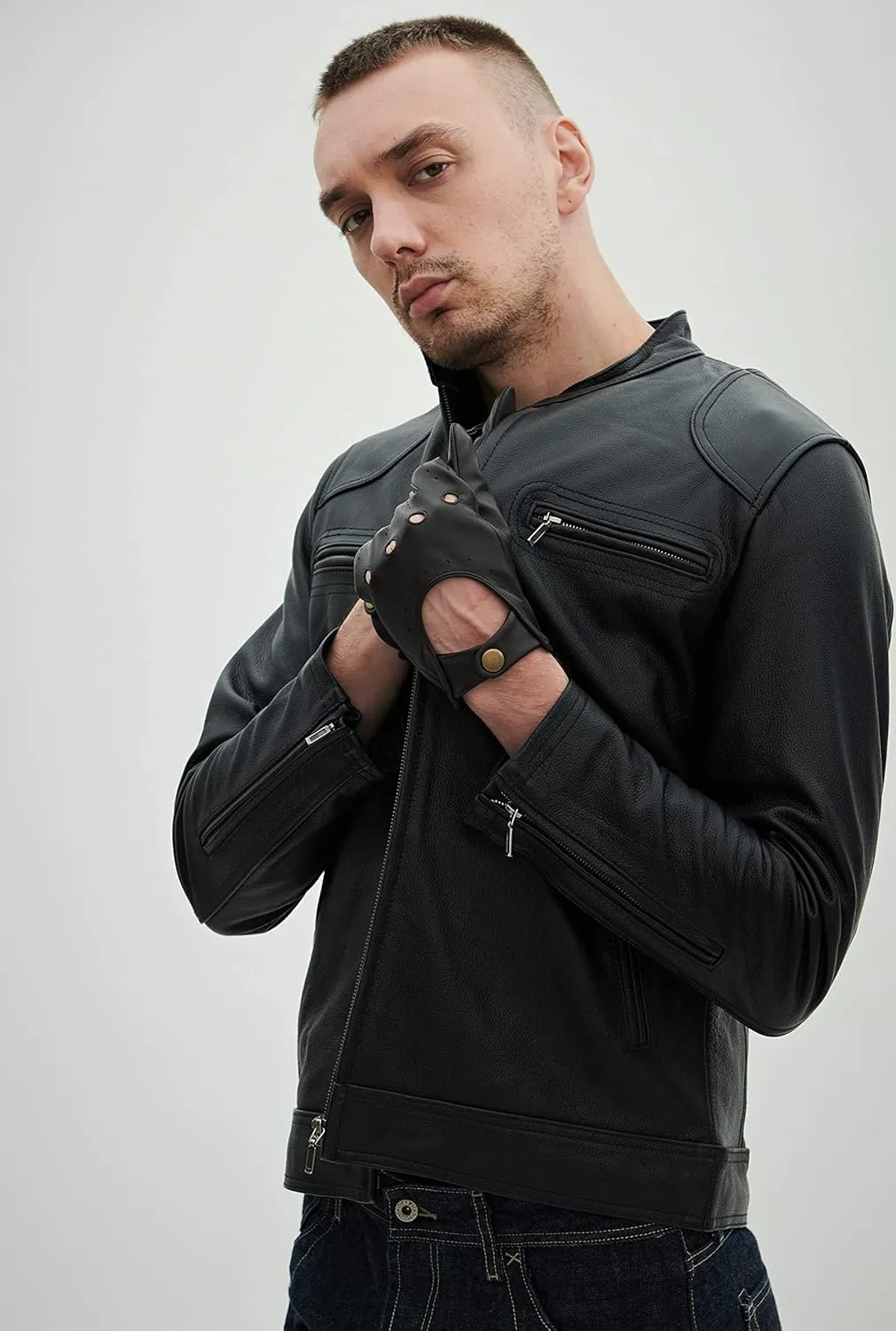 YISEVEN Men's Leather Driving Gloves