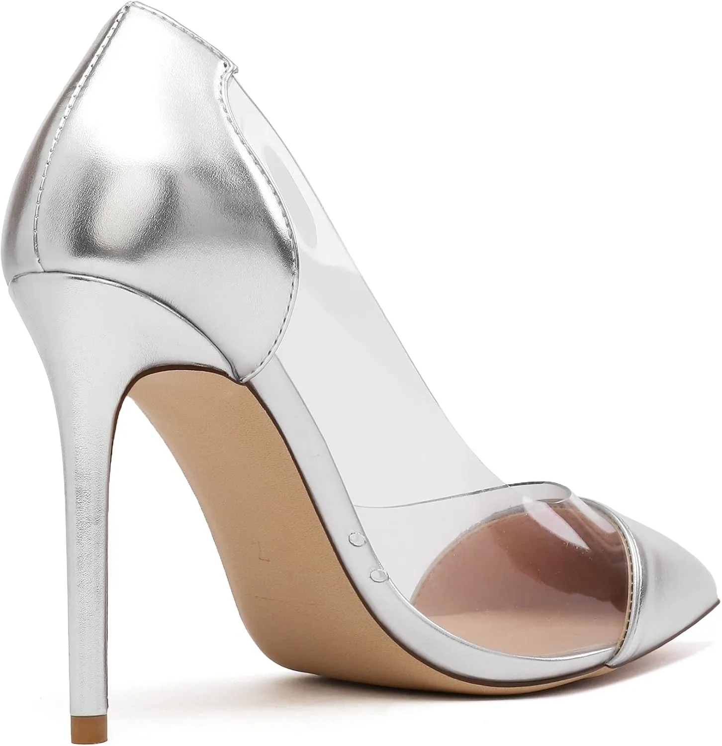 YODEKS Women's Clear Heels Shoes Transparent High Heel Pumps Pointed Toe Slip On for Wedding Party Evening Night Event Work Office