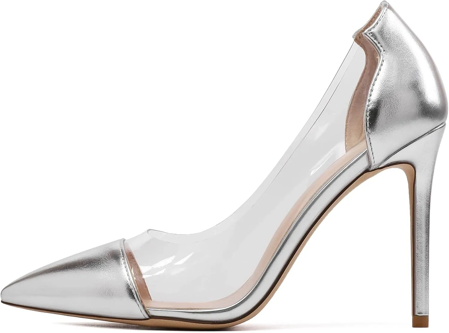 YODEKS Women's Clear Heels Shoes Transparent High Heel Pumps Pointed Toe Slip On for Wedding Party Evening Night Event Work Office