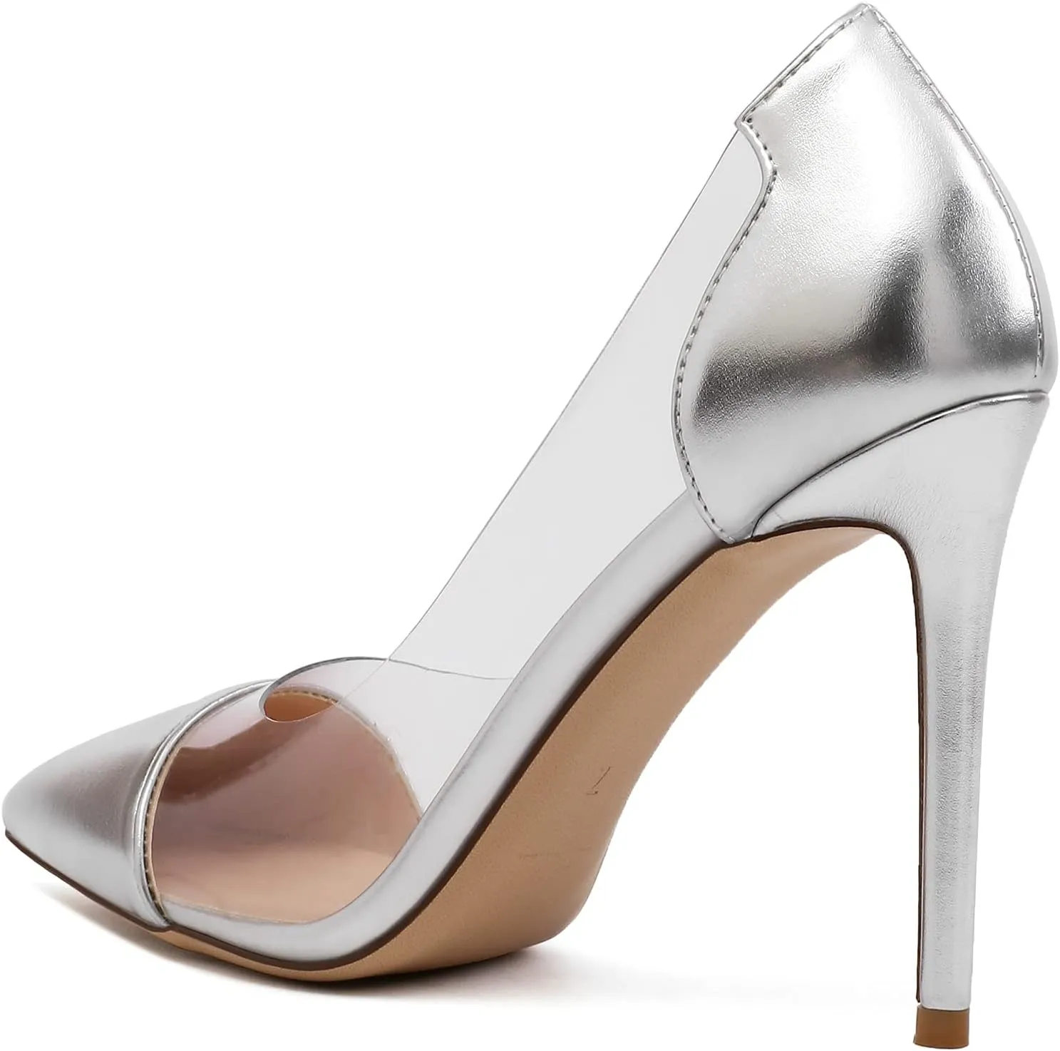 YODEKS Women's Clear Heels Shoes Transparent High Heel Pumps Pointed Toe Slip On for Wedding Party Evening Night Event Work Office