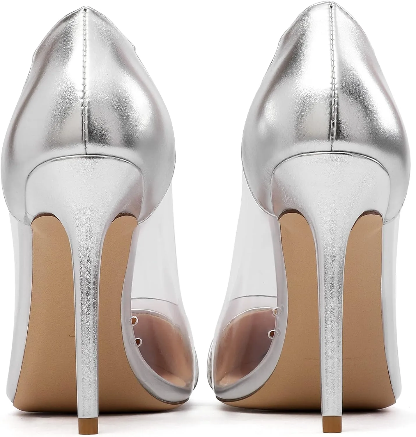 YODEKS Women's Clear Heels Shoes Transparent High Heel Pumps Pointed Toe Slip On for Wedding Party Evening Night Event Work Office