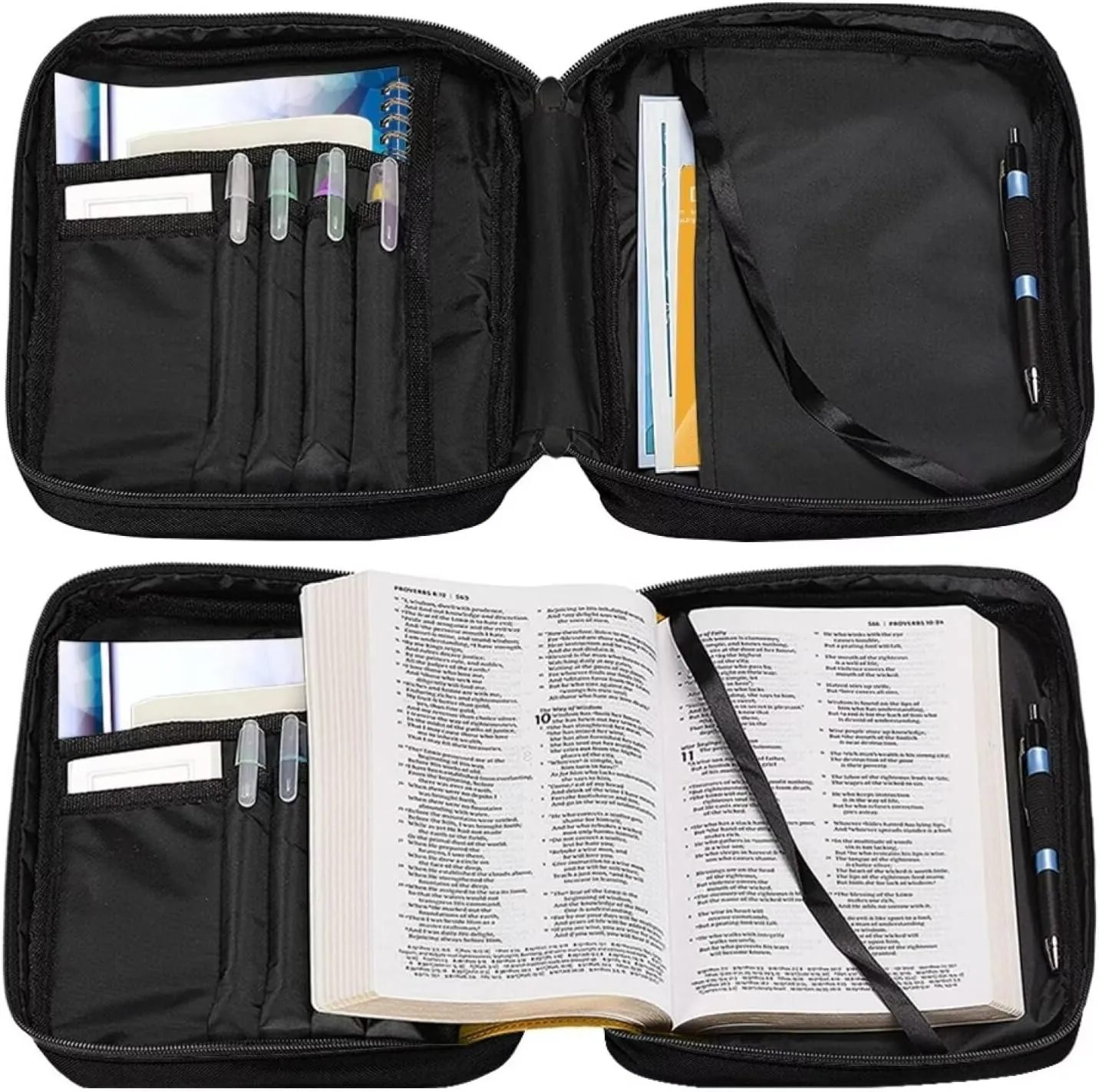 Your Pattern Bible Cover with Shoulder Strap, Carrying Book Case Church Bag Bible Protective with Pen Slots and Zippered Pocket, Gift for Kids Girls Women