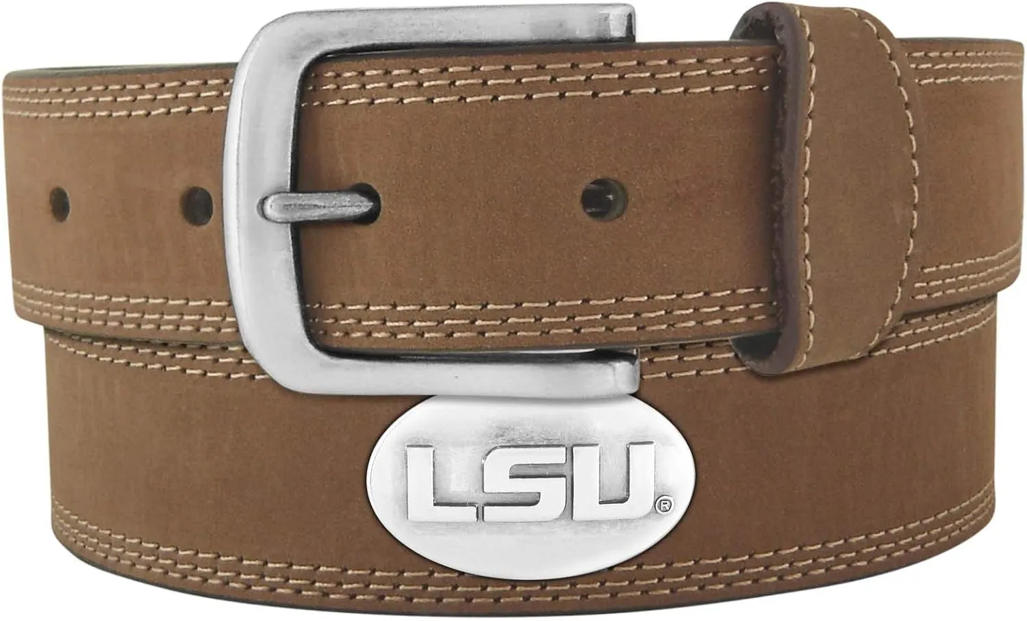 ZEP-PRO LSU Tigers Light Brown Crazy Horse Leather Concho Belt, 42 inches, Unisex-Adults, Sports-Fan Belts
