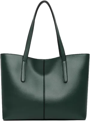 Zipper Tote Bag PU Leather Shoulder Purse for Women Large Casual Handbag Work Dating College