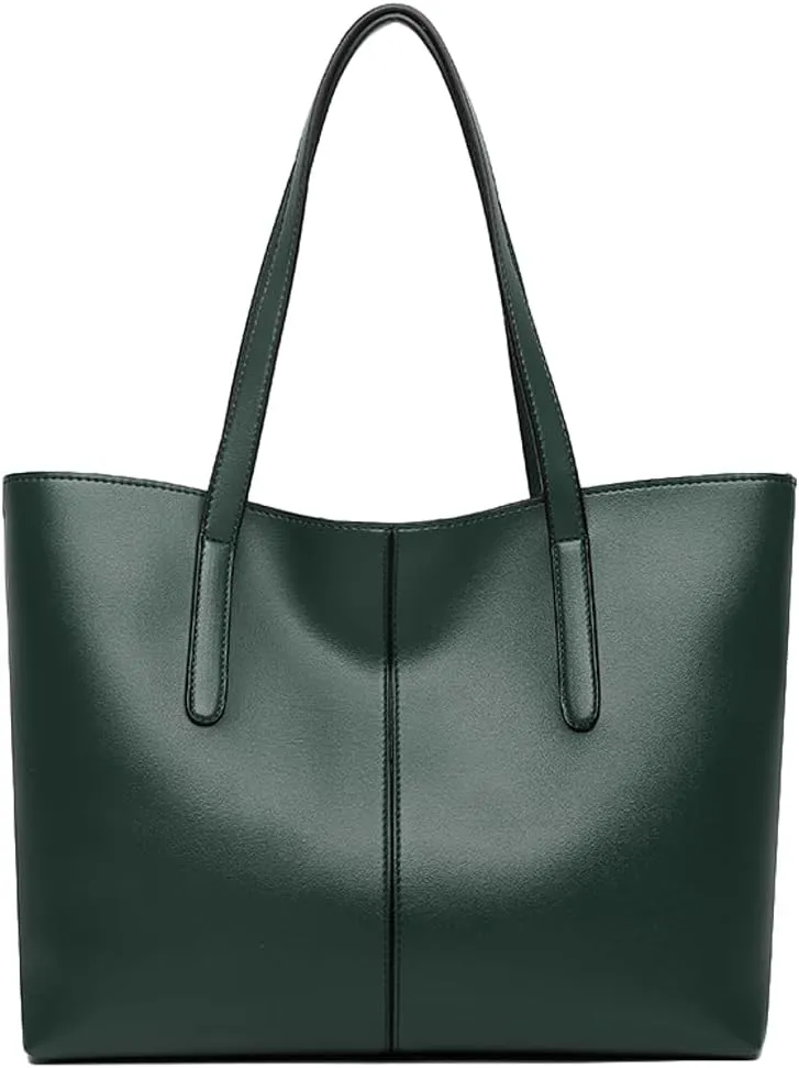 Zipper Tote Bag PU Leather Shoulder Purse for Women Large Casual Handbag Work Dating College